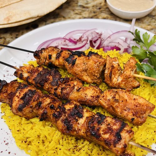 Middle eastern chicken on sale skewers